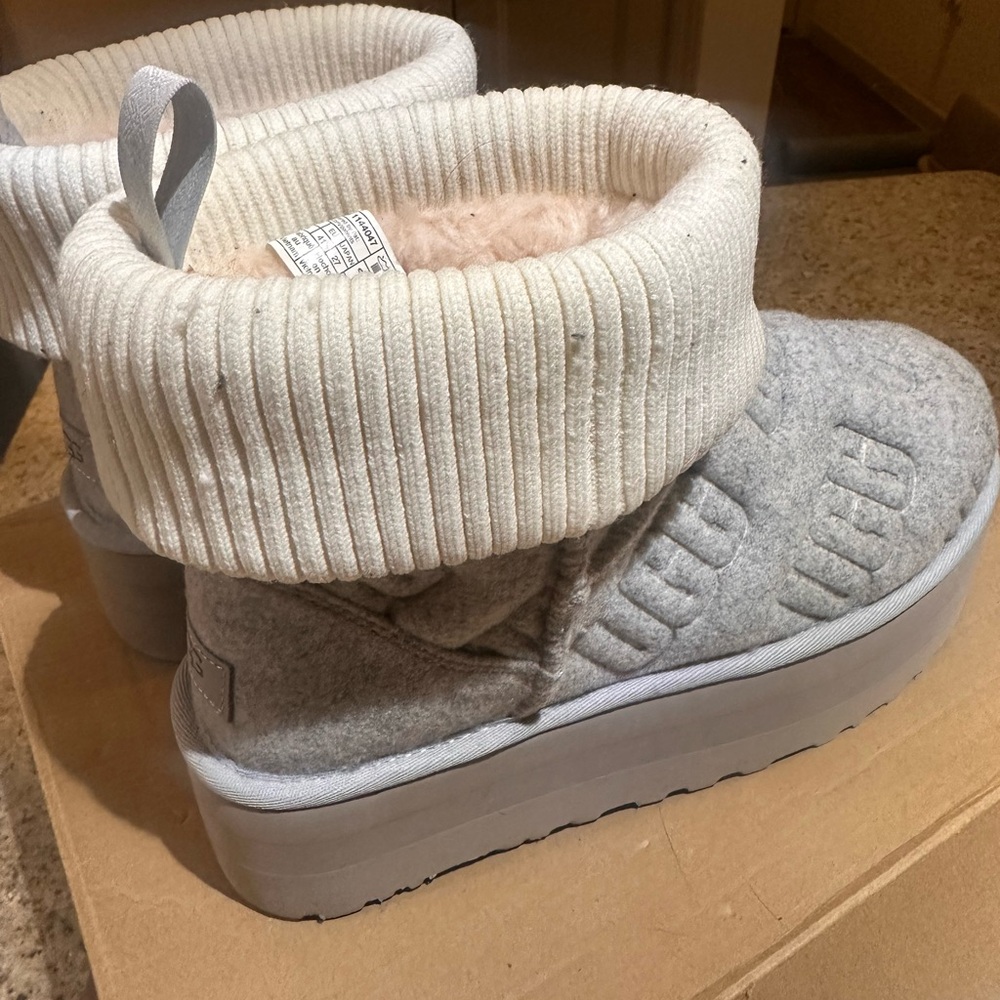 UGG Gray and Cream Winter Boots